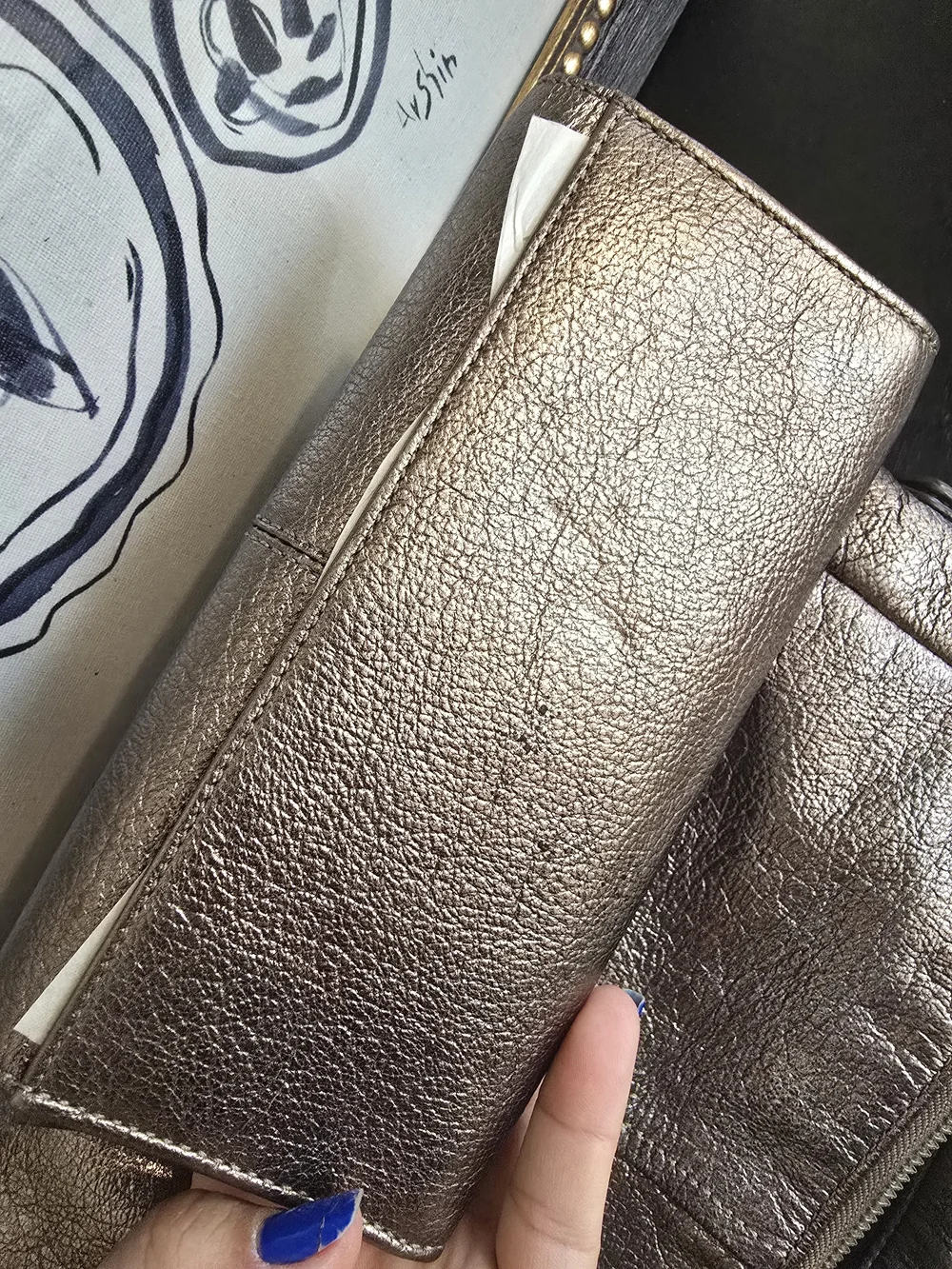 Coach Chelsea Ashlyn Metallic Pewter Leather Turnlock Hobo Bag With Wallet